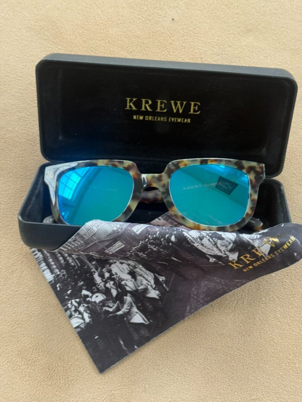 KREWE Lyons Brown Tortoise  Mirrored Sunglasses